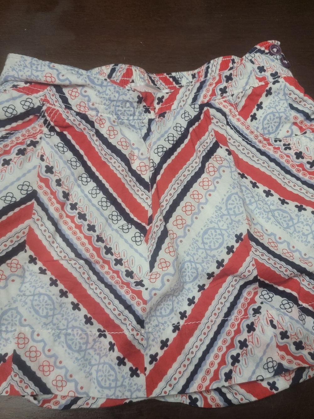 Old Navy Red, Navy & Light Blue Patterned Skirt